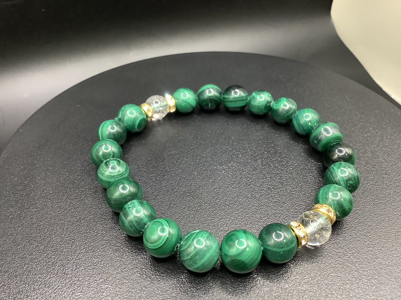 マラカイト8mm×クラック水晶8mm 開運ブレスレット